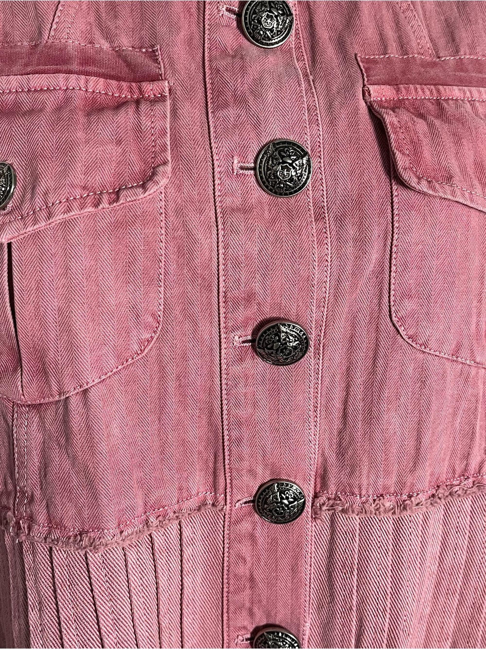 Adore Dusty Rose Cotton Herringbone Pleated Peplum Jacket XL - Picture 3 of 5